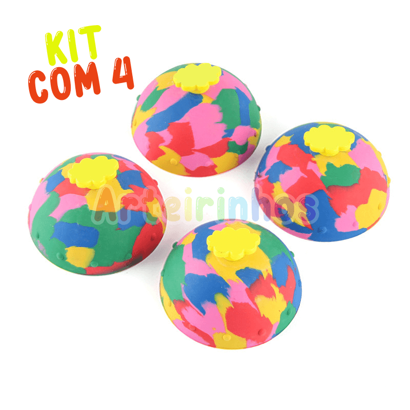 Kit 4 Bolinhas Saltitantes Antiestresse Coloridas para Alívio e Desenvolvimento Infantil