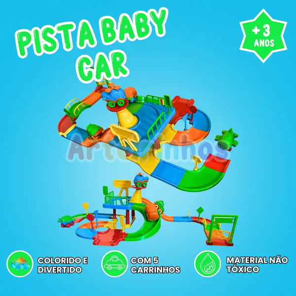 Pista Baby Car Kit C/34 Peças + 4 Carrinhos