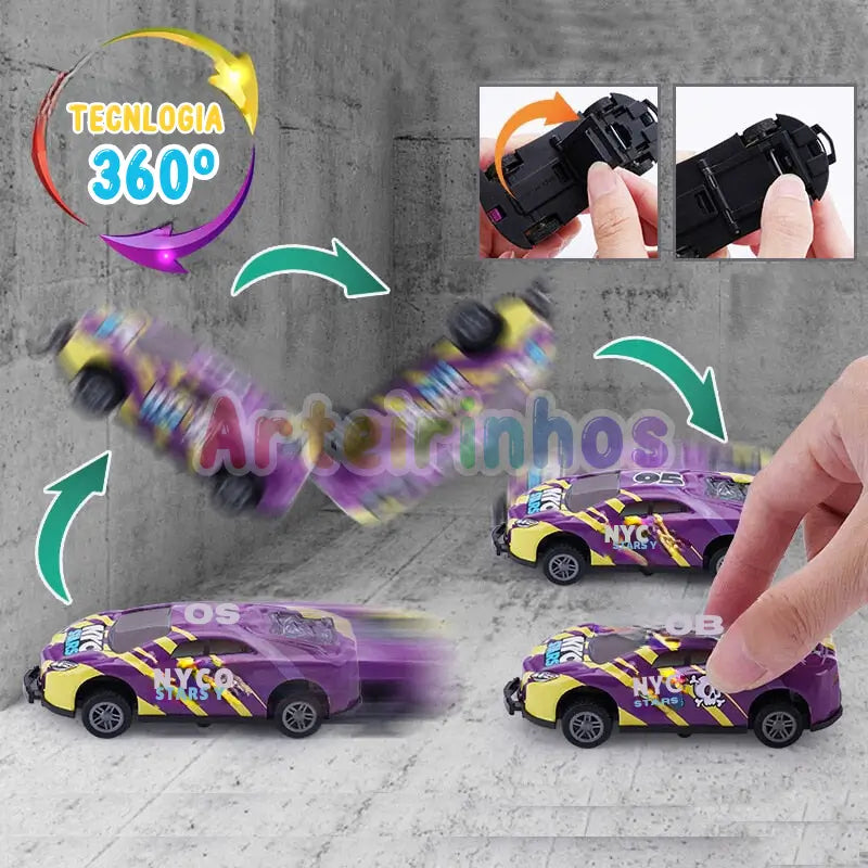 Carrinho Bate e Pula 360º Acrobático: Kit 4 Unidades, Diversão Garantida Crianças