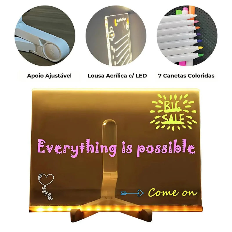Quadro Acrílico Mágico LED - Mundo Kids
